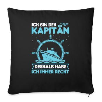 Kapitän Bootsschein Segeln Boot - Sofakissenbezug 45 x 45 cm - Schwarz - Vorne