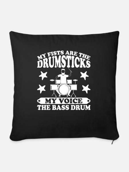 Drummer Drumsticks Schlagzeug Musiker - Sofakissenbezug 45 x 45 cm - Schwarz