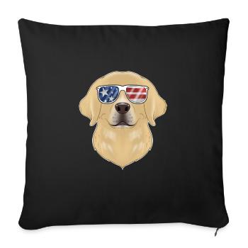 Labrador USA Sunglasses I American Flag Labrador - Sofakissenbezug 45 x 45 cm - Schwarz - Vorne
