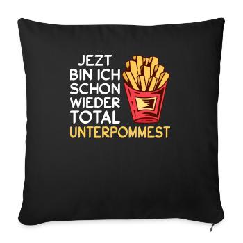 Pommes Frites Pommes Liebhaber Fast Food - Sofakissenbezug 45 x 45 cm - Schwarz - Vorne
