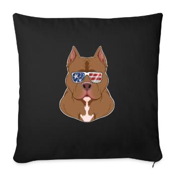 Pitbull USA Lunettes de soleil I Drapeau américain Pitbull - Housse de coussin décorative 45 x 45 cm - noir - Devant