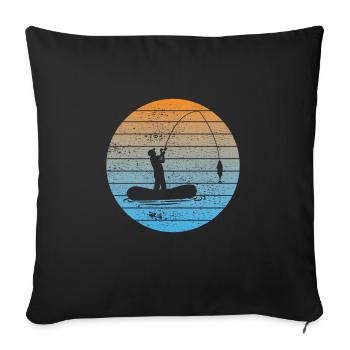 Fishing Fishing Fishing Hooks Angler - Sofa pillowcase 17,3'' x 17,3'' (45 x 45 cm) - black - Front