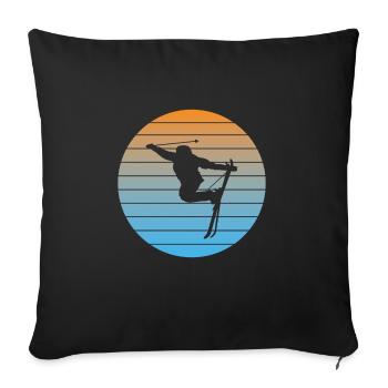 Skieurs Ski de Noël Sports d'hiver Ski - Housse de coussin décorative 45 x 45 cm - noir - Devant