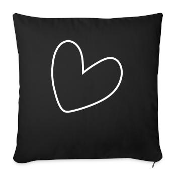 Simple White Heart - Sofa pillowcase 17,3'' x 17,3'' (45 x 45 cm) - black - Front
