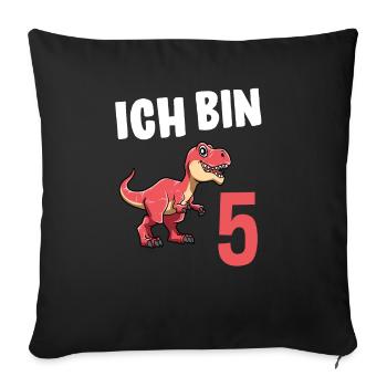 5 Geburtstag T-Rex - 5 Jahre Alt Geschenk Junge - Sofakissenbezug 45 x 45 cm - Schwarz - Vorne