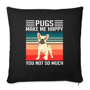 Mops Möpse Pugs Hundeliebhaber - Sofakissenbezug 45 x 45 cm - Schwarz - Vorne