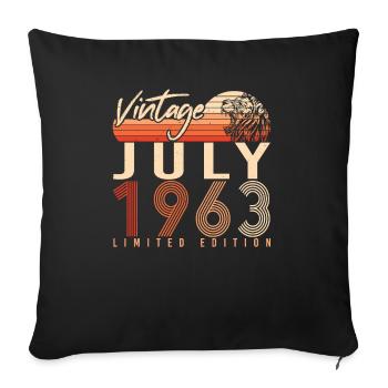 Millésime 1963 en juillet - Housse de coussin décorative 45 x 45 cm - noir - Devant