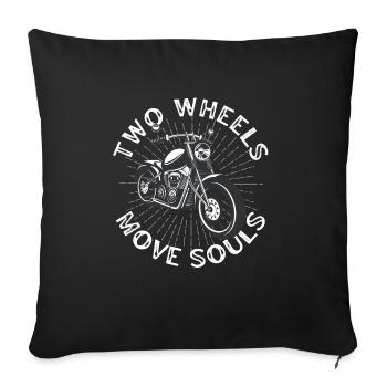 Two Wheels Move Souls Says Baikker - Sofa pillowcase 17,3'' x 17,3'' (45 x 45 cm) - black - Front