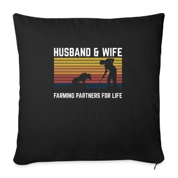 Mari et femme Partenaires agricoles pour la vie Chemise - Housse de coussin décorative 45 x 45 cm - noir - Devant