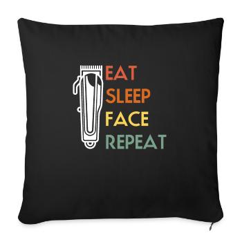 Manger Dormir Visage Répéter Barbier Chemise Cadeau - Housse de coussin décorative 45 x 45 cm - noir - Devant