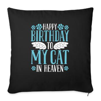 Happy Birthday Cat in Heaven Cat Loss Birthday - Sofa pillowcase 17,3'' x 17,3'' (45 x 45 cm) - black - Front