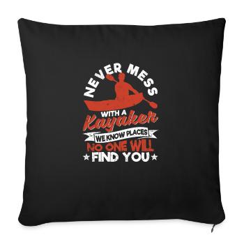 Kayak amusant Nautisme Kayak n’aime jamais - Housse de coussin décorative 45 x 45 cm - noir - Devant