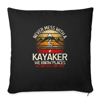 Ne jouez jamais avec un kayakiste Funny Kayak - Housse de coussin décorative 45 x 45 cm - noir - Devant
