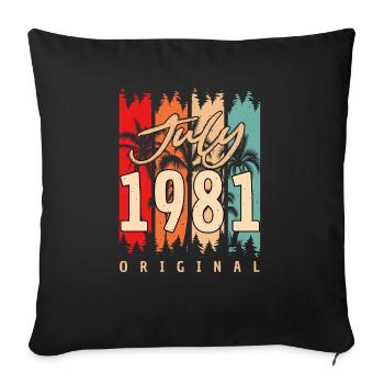 Année de construction 1981 en juillet - Housse de coussin décorative 45 x 45 cm - noir - Devant