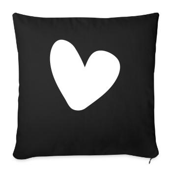 White Heart Simple Design - Sofa pillowcase 17,3'' x 17,3'' (45 x 45 cm) - black - Front