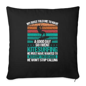 Kitesurfer Vintage Humour Drôle Kitesurf Rétro - Housse de coussin décorative 45 x 45 cm - noir - Devant