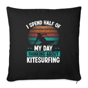 Kitesurf Vintage Penser au Kitesurf - Housse de coussin décorative 45 x 45 cm - noir - Devant