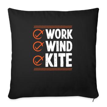Kitesurfing Work Wind Kite Kitesurfer Kiteboard - Sofa pillowcase 17,3'' x 17,3'' (45 x 45 cm) - black - Front