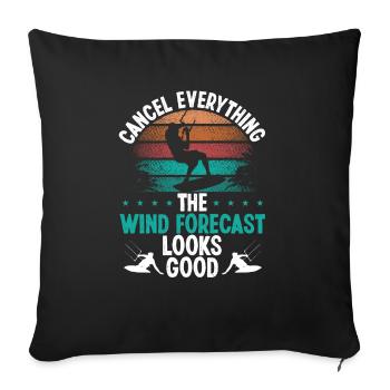 Kitesurf Vintage Wind Forecast Kitesurf - Housse de coussin décorative 45 x 45 cm - noir - Devant
