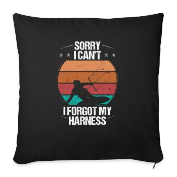 Kitesurf Vintage Oublié mon harnais Kiteboarder - Housse de coussin décorative 45 x 45 cm - noir - Devant