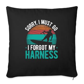 Kiteboarding Harness Kite Kitesurfing Kiteboard - Sofa pillowcase 17,3'' x 17,3'' (45 x 45 cm) - black - Front