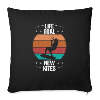 Kiteboard Objectif de vie Kite Kitesurfer Kiteboard - Housse de coussin décorative 45 x 45 cm - noir - Devant