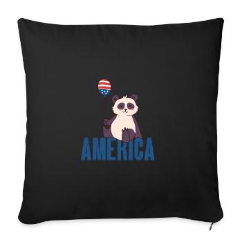 Panda America 4th of July Independence Day Freedom - Sofa pillowcase 17,3'' x 17,3'' (45 x 45 cm) - black - Front