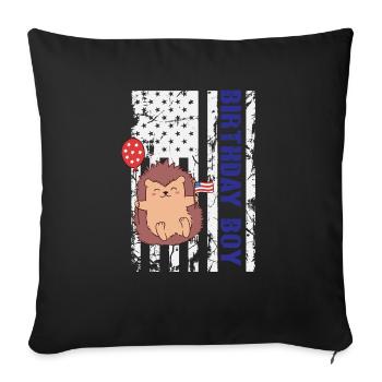 Hedgehog America 4 juillet Birthday Boy - Housse de coussin décorative 45 x 45 cm - noir - Devant
