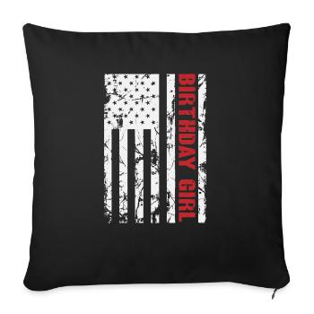 American Flag Birthday Girl - Sofa pillowcase 17,3'' x 17,3'' (45 x 45 cm) - black - Front