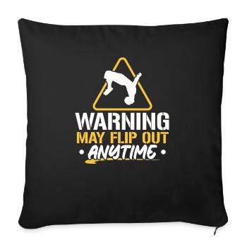 Warning May Flip Out Anytime Parkour Traceur - Sofa pillowcase 17,3'' x 17,3'' (45 x 45 cm) - black - Front