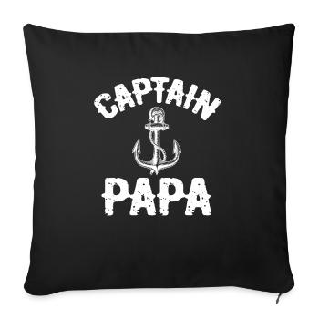 Capitaine Papa Hook Lake Boat Bateau d’été Vintage - Housse de coussin décorative 45 x 45 cm - noir - Devant