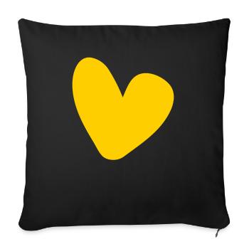 Heart Yellow Design - Sofa pillowcase 17,3'' x 17,3'' (45 x 45 cm) - black - Front