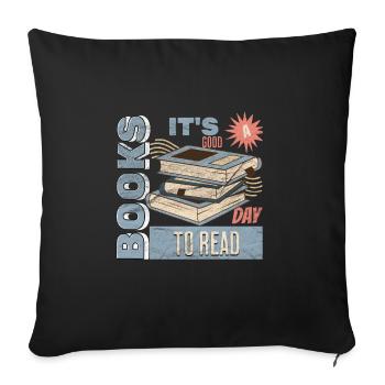 C’est une bonne journée pour lire un livre - Lire des livres - Housse de coussin décorative 45 x 45 cm - noir - Devant