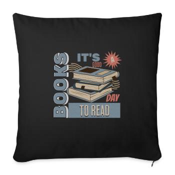 C’est une bonne journée pour lire un livre - Lire des livres - Housse de coussin décorative 45 x 45 cm - noir - Devant