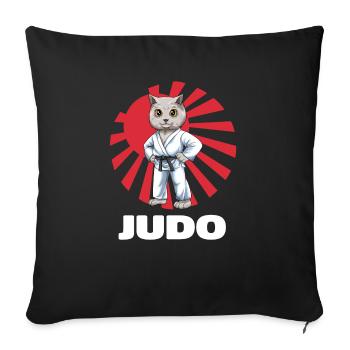 Judo Cat - Judoka Judoist Kampfsportarten Japan - Sofakissenbezug 45 x 45 cm - Schwarz - Vorne
