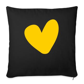 Heart Yellow Design - Sofa pillowcase 17,3'' x 17,3'' (45 x 45 cm) - black - Front