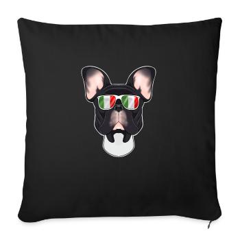 French Bulldog Italy Sunglasses I Italian Flag - Sofa pillowcase 17,3'' x 17,3'' (45 x 45 cm) - black - Front