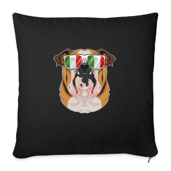 English Bulldog Italy Sunglasses I Italian Flag - Sofa pillowcase 17,3'' x 17,3'' (45 x 45 cm) - black - Front
