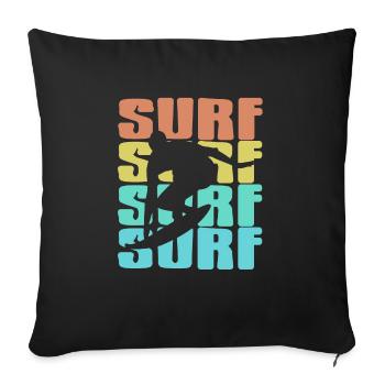 Retro Vintage Surf Surfing T-Shirt Present Gift - Sofakissenbezug 45 x 45 cm - Schwarz - Vorne