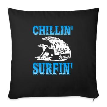 Chillin' While Surfin' Vintage Surf T-Shirt - Housse de coussin décorative 45 x 45 cm - noir - Devant