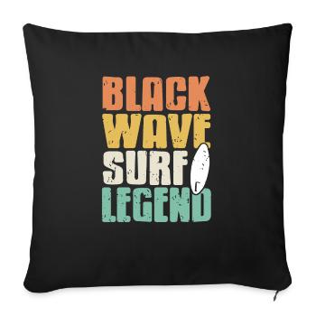 Black Wave Surf Legend Retro Surfing T-Shirt - Sofa pillowcase 17,3'' x 17,3'' (45 x 45 cm) - black - Front