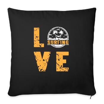Vintage Classic LOVE Surfing T-Shirt Present Gift - Sofakissenbezug 45 x 45 cm - Schwarz - Vorne