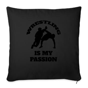 Lutte Drôle Dicton Lutte Cadeau Lutteur - Housse de coussin décorative 45 x 45 cm - noir - Devant