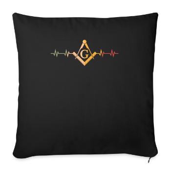 Freemason Fraternal Freemasonry Square Compass - Sofa pillowcase 17,3'' x 17,3'' (45 x 45 cm) - black - Front