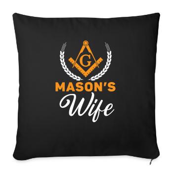 Mason's Wife Freemason Masonic Freemasonry - Sofa pillowcase 17,3'' x 17,3'' (45 x 45 cm) - black - Front