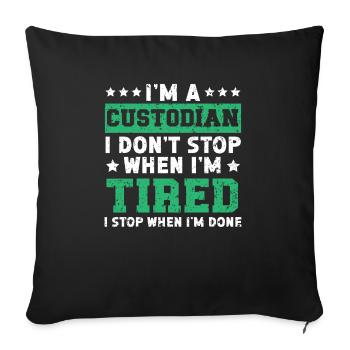 Je suis un gardien Concierge Concierge Gardien d’école - Housse de coussin décorative 45 x 45 cm - noir - Devant