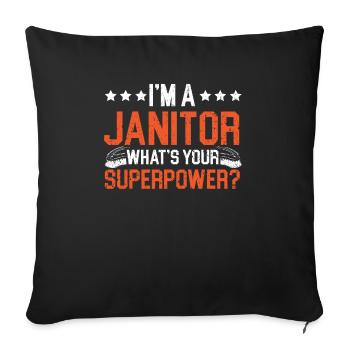 Je suis un concierge Quel est votre gardien de superpuissance - Housse de coussin décorative 45 x 45 cm - noir - Devant