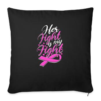 Son combat est mon combat - combattant du cancer du sein - Housse de coussin décorative 45 x 45 cm - noir - Devant