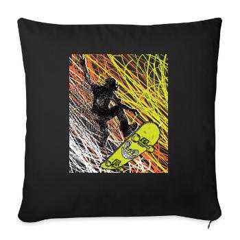 Skateboard - Housse de coussin décorative 45 x 45 cm - noir - Devant