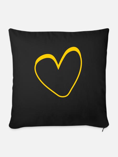 Gelbes Herz Simpel Design - Sofakissenbezug 45 x 45 cm - Schwarz